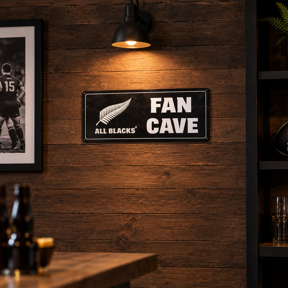 All Blacks Fan Cave Hanging Metal Sign