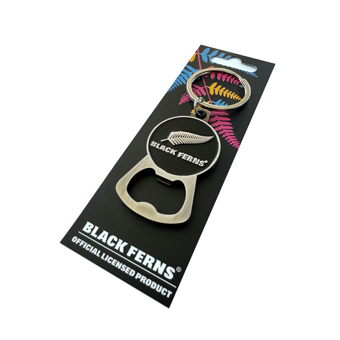 Black Ferns Silver & Black Bottle Opener Keyring - The Captain