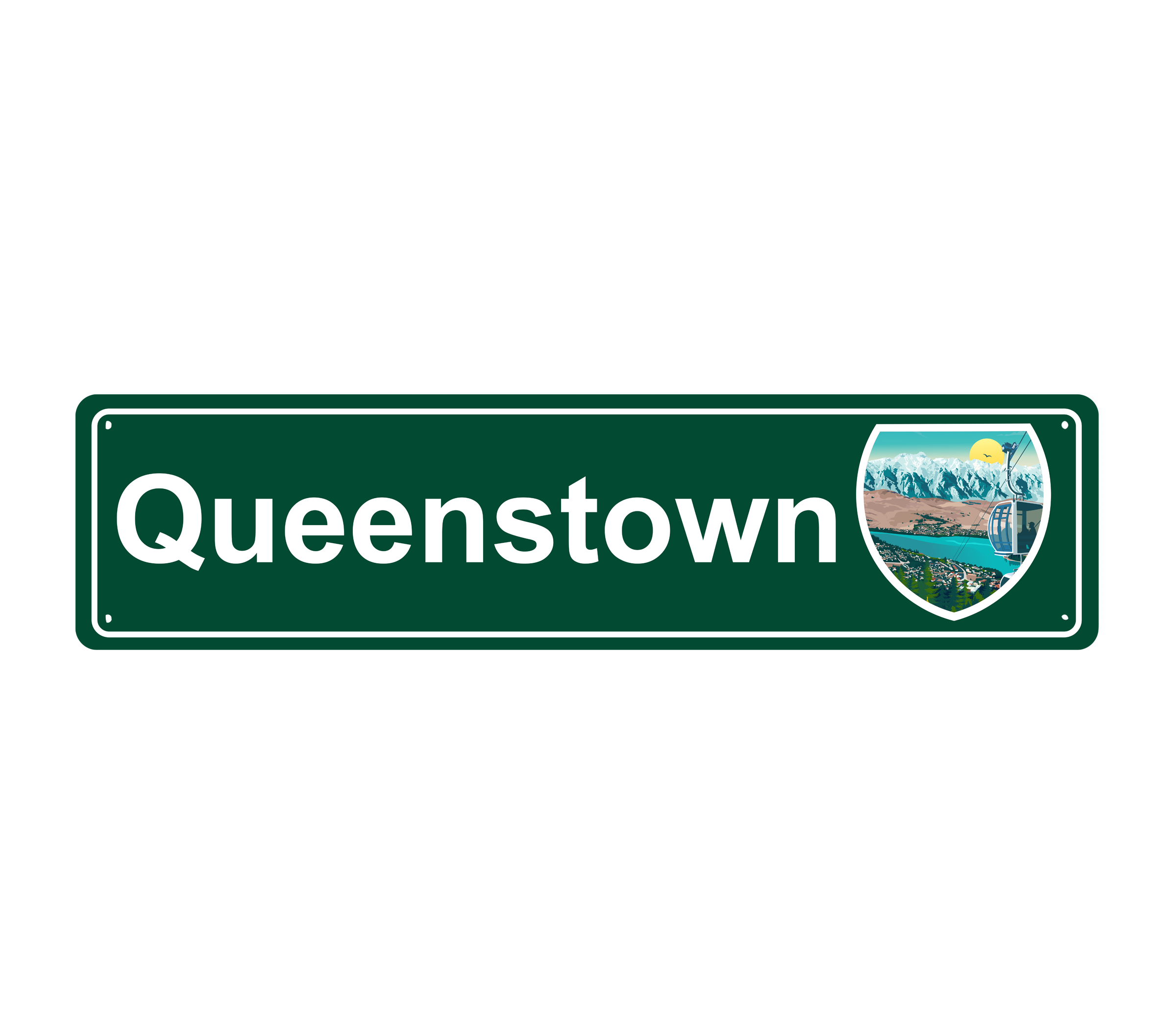 Queenstown Hanging Metal Sign (Illustration)