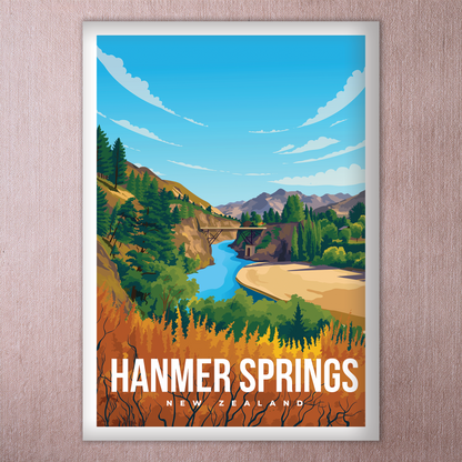 Hanmer Springs Travel Art Print A4