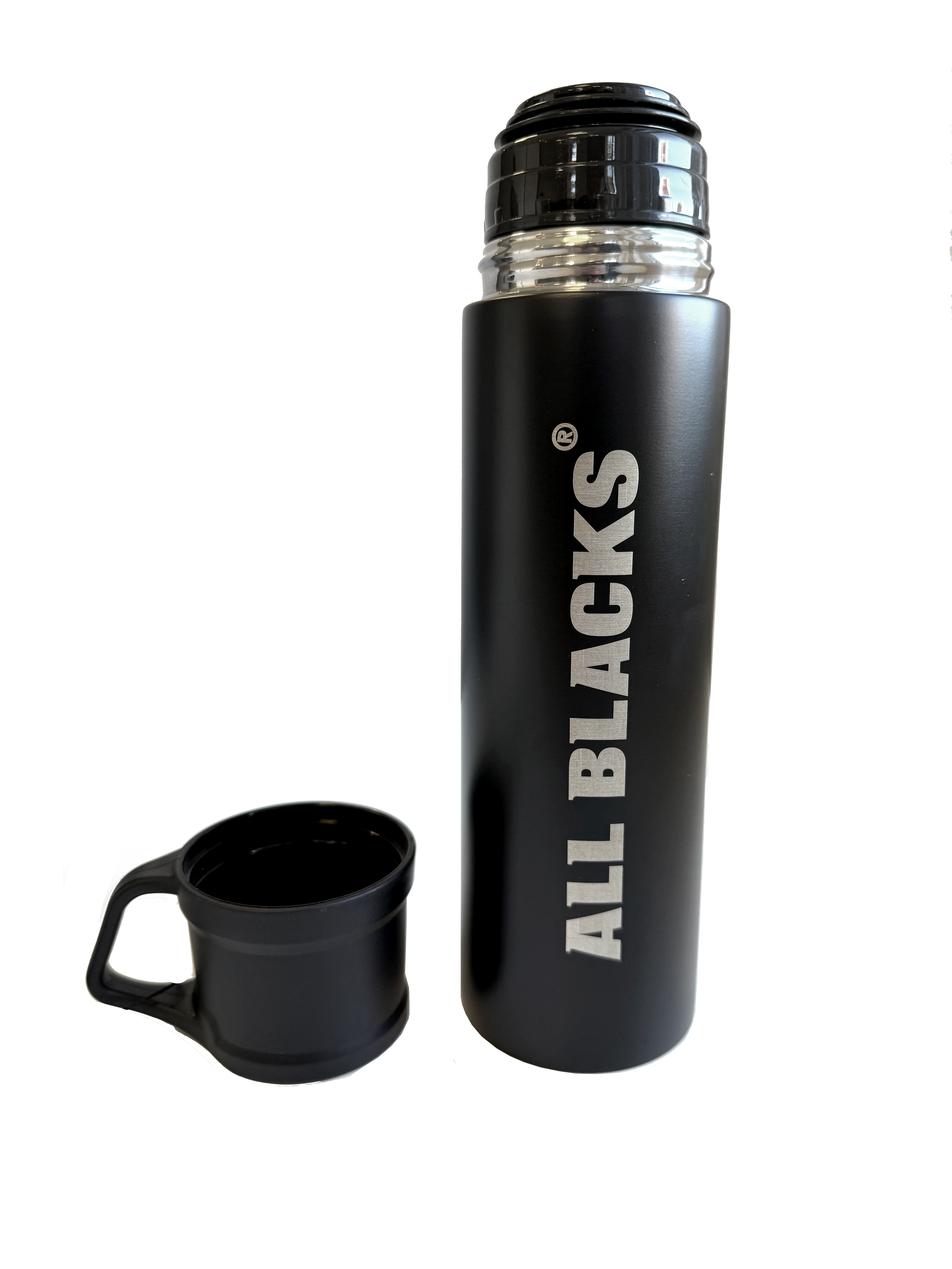 All Blacks | Black & Silver Thermos with Cup