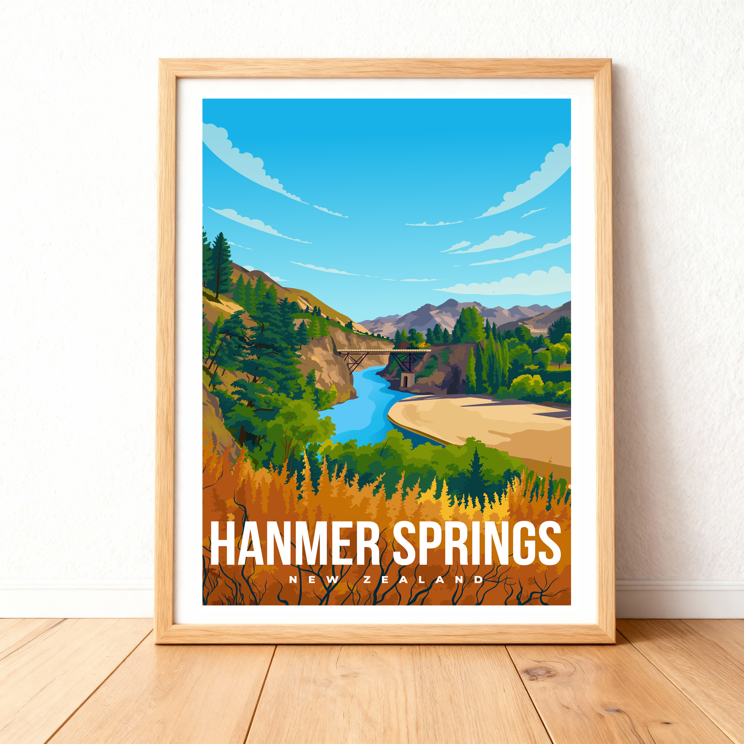 Hanmer Springs Travel Art Print A3