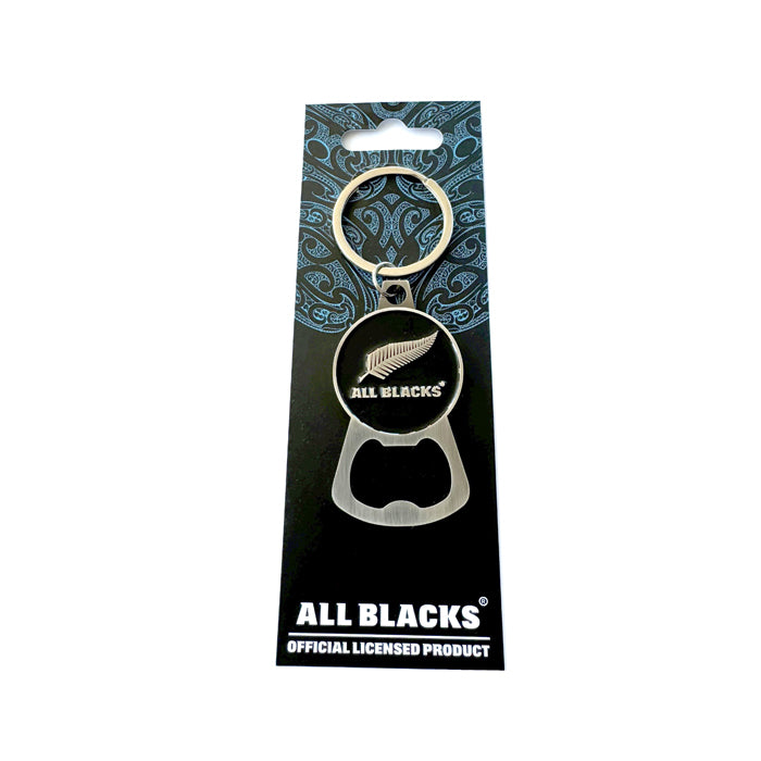 All Blacks Classic Silver & Black Bottle Opener Keyring - The Captain